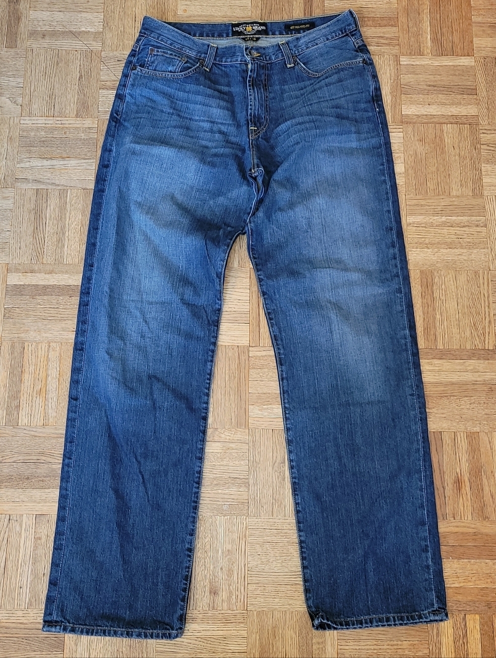Lucky Brand Men's 487 Relaxed Fit Dark Blue Denim Jeans USA Cotton Size 34